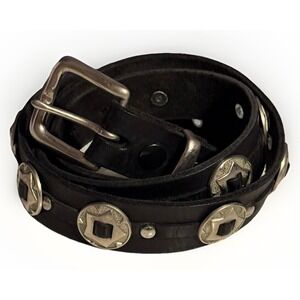 Vintage 60s Scovill Concho Western Belt Black Leather 44 Motorcycle Biker